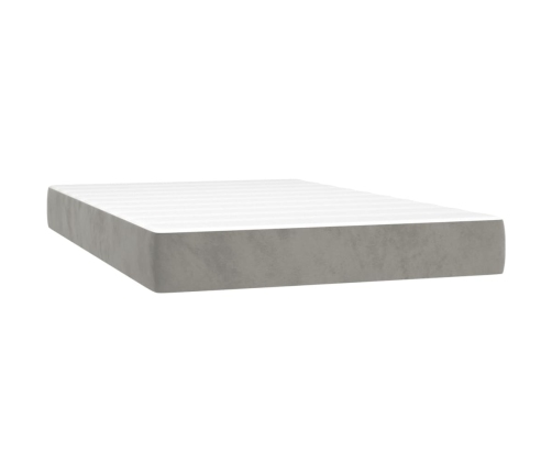 vidaXL Cama box spring colchón y LED terciopelo gris claro 120x200 cm