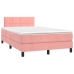 Cama box spring colchón y LED terciopelo rosa 120x200 cm