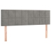 Cama box spring colchón y LED terciopelo gris claro 140x190 cm