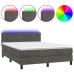 Cama box spring colchón y LED terciopelo gris oscuro 140x190 cm
