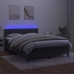 Cama box spring colchón y LED terciopelo gris oscuro 140x190 cm