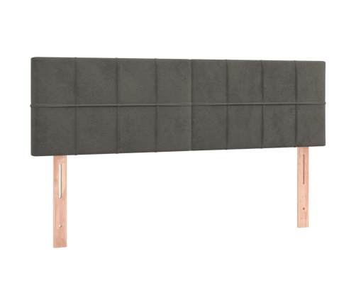 Cama box spring colchón y LED terciopelo gris oscuro 140x190 cm