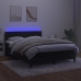 Cama box spring colchón y LED terciopelo negro 140x190 cm