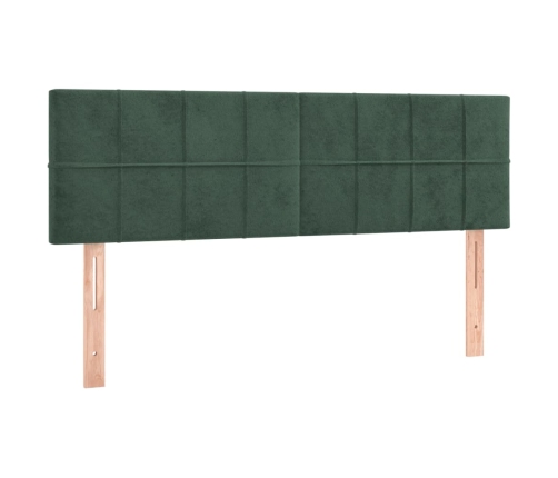 Cama box spring colchón y LED terciopelo verde oscuro 140x190cm