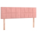 Cama box spring colchón y LED terciopelo rosa 140x190 cm