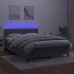 Cama box spring colchón y LED terciopelo gris claro 140x200 cm