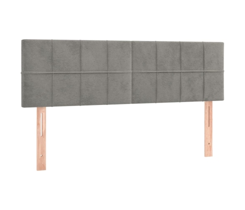 Cama box spring colchón y LED terciopelo gris claro 140x200 cm