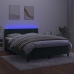 Cama box spring colchón y LED terciopelo verde oscuro 140x200cm