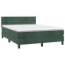 Cama box spring colchón y LED terciopelo verde oscuro 140x200cm