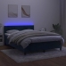 Cama box spring colchón y LED terciopelo azul oscuro 140x200 cm