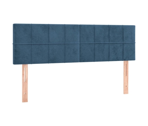 Cama box spring colchón y LED terciopelo azul oscuro 140x200 cm