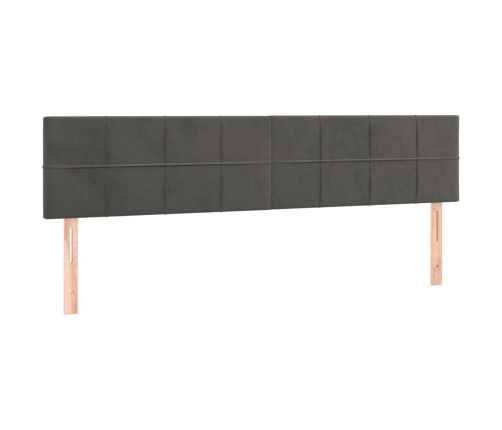 Cama box spring colchón y LED terciopelo gris oscuro 160x200 cm