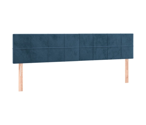 Cama box spring colchón y LED terciopelo azul oscuro 180x200 cm