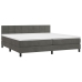 Cama box spring colchón y LED terciopelo gris oscuro 200x200 cm