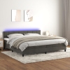 Cama box spring colchón y LED terciopelo gris oscuro 200x200 cm