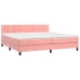 Cama box spring colchón y LED terciopelo rosa 200x200 cm