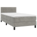 Cama box spring colchón y LED terciopelo gris claro 80x200 cm