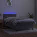 Cama box spring colchón y LED terciopelo gris claro 80x200 cm