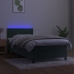 Cama box spring colchón y LED terciopelo verde oscuro 80x200 cm