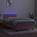 Cama box spring colchón y LED terciopelo rosa 80x200 cm