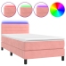 Cama box spring colchón y LED terciopelo rosa 90x190 cm