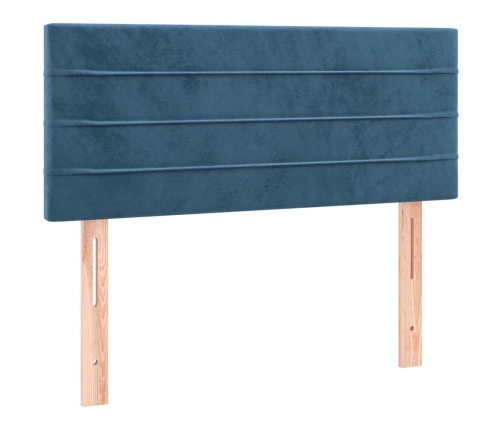 Cama box spring colchón y LED terciopelo azul oscuro 90x200 cm