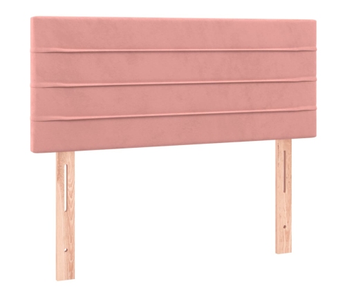 Cama box spring colchón y LED terciopelo rosa 90x200 cm