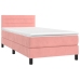 Cama box spring colchón y LED terciopelo rosa 100x200 cm