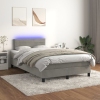 Cama box spring colchón y LED terciopelo gris claro 120x200 cm