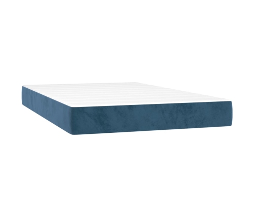 Cama box spring colchón y LED terciopelo azul oscuro 120x200 cm