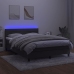 Cama box spring colchón y LED terciopelo gris oscuro 140x190 cm