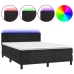 Cama box spring colchón y LED terciopelo negro 140x190 cm