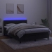 Cama box spring colchón y LED terciopelo negro 140x190 cm