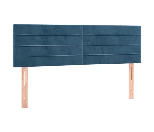 Cama box spring colchón y LED terciopelo azul oscuro 140x190 cm