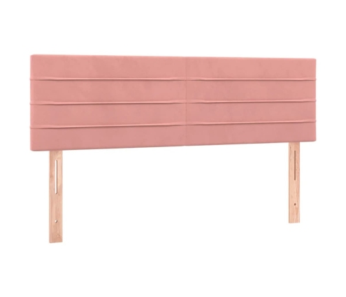 Cama box spring colchón y LED terciopelo rosa 140x190 cm