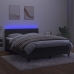 Cama box spring colchón y LED terciopelo gris oscuro 140x200 cm