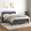 Cama box spring colchón y LED terciopelo gris oscuro 140x200 cm