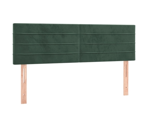 Cama box spring colchón y LED terciopelo verde oscuro 140x200cm