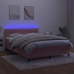 Cama box spring colchón y LED terciopelo rosa 140x200 cm