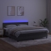 Cama box spring colchón y LED terciopelo gris oscuro 160x200 cm