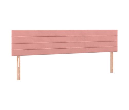 Cama box spring colchón y LED terciopelo rosa 180x200 cm