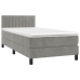 Cama box spring colchón y LED terciopelo gris claro 80x200 cm