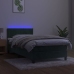 Cama box spring colchón y LED terciopelo verde oscuro 80x200 cm