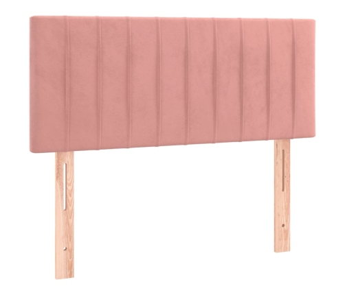 Cama box spring colchón y LED terciopelo rosa 80x200 cm