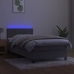 Cama box spring colchón y LED terciopelo gris claro 90x190 cm