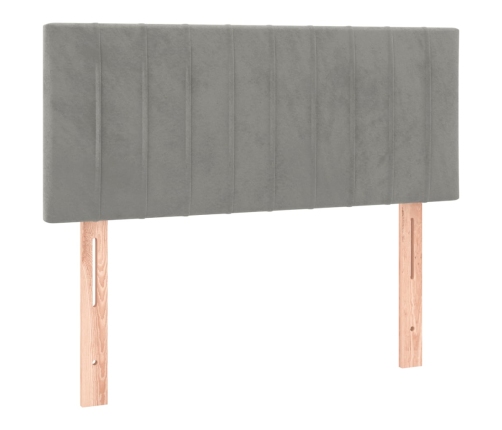 Cama box spring colchón y LED terciopelo gris claro 90x190 cm