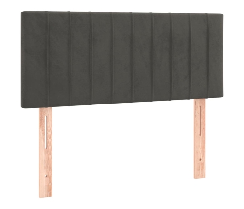 Cama box spring colchón y LED terciopelo gris oscuro 90x190 cm