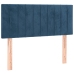 Cama box spring colchón y LED terciopelo azul oscuro 90x200 cm