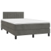 Cama box spring colchón y LED terciopelo gris oscuro 120x200 cm