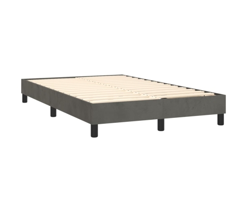 Cama box spring colchón y LED terciopelo gris oscuro 120x200 cm